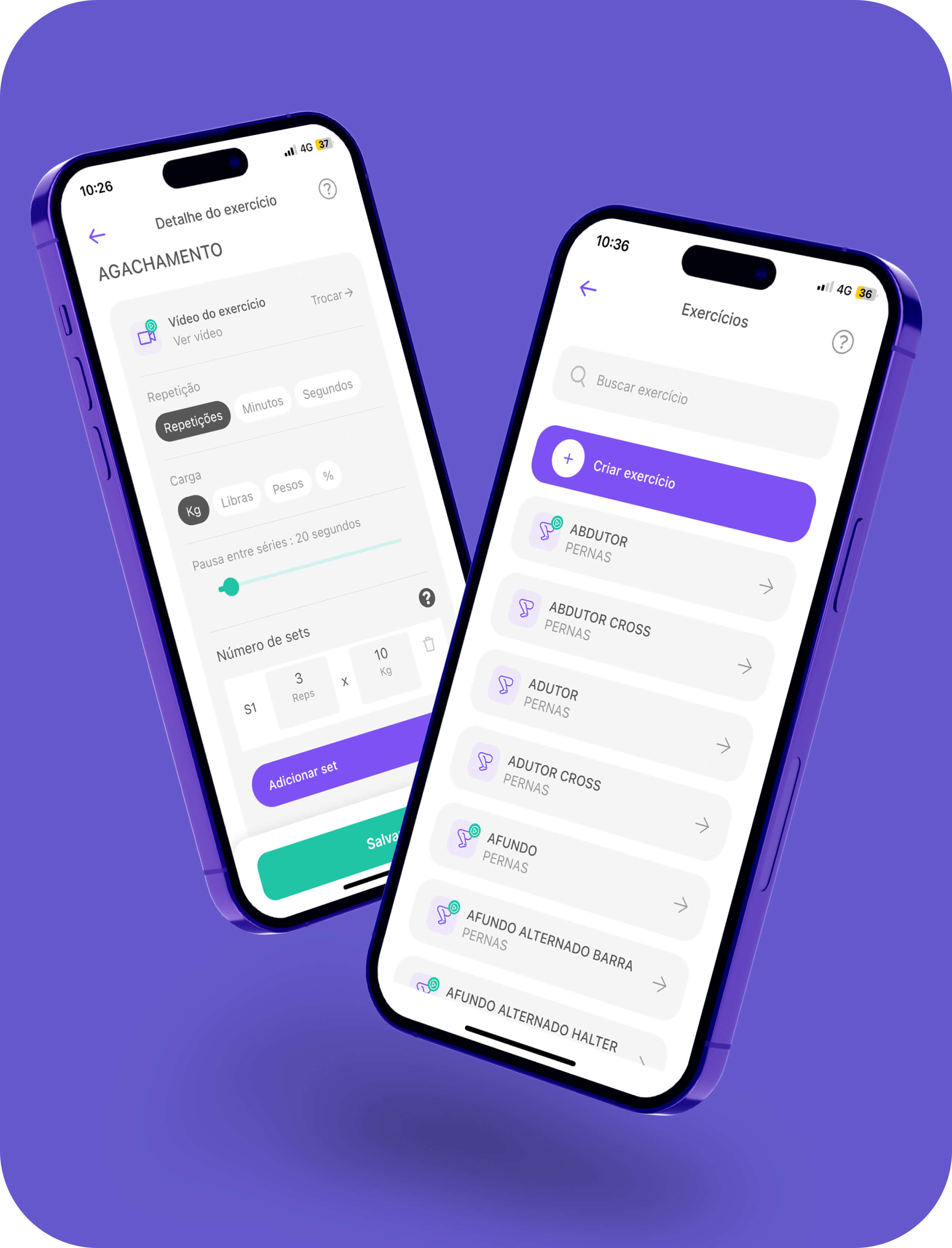 Demonstração do app Tecnofit em celulares